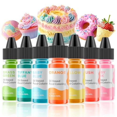 Cherrysea Oil Based Food Coloring for Chocolate Macaron Oil Edible Food Dye Set for Halloween Baking Royal Icing Cookie Supplies Gluten Free 7x6ml Food Grade Food Color Kit, 0.25 Fl. Oz/Bottles - Image 1
