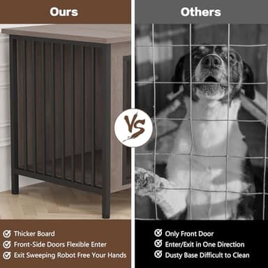 EasyCom Dog Crate Furniture for 1 or 2 Dogs, Heavy Duty Single/Double Dog Crates for Small/Medium/Large Dogs, Dog Kennel Furniture Indoor as TV Stand, Large Size 39.96" L(35-60 Pounds), Oak Grey - Image 6