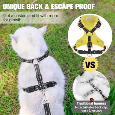 BEAUTYZOO Cat Harness, Escape Proof Cat Leash and Harness Set for Walking, Soft Breathable Vest Harness with Safety Neck Adjustable, Reflective Easy-Control Kitten Harness for Cats (Bee Design) - Image 2