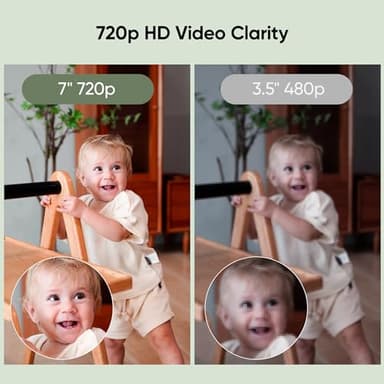 bonoch MegaView Baby Monitor with 2 Cameras, 7" 720P HD Split Screen Baby Monitor No WiFi, Video Monitor with Camera and Audio, 6000mAh, VOX Mode, 2 Way Audio, Remote PTZ, Night Vision - Image 7