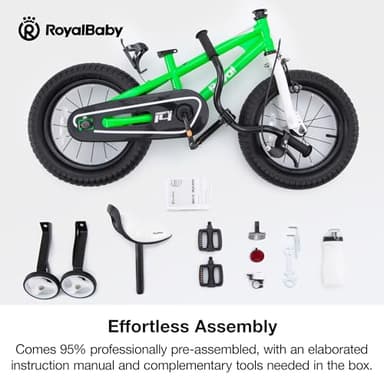 RoyalBaby Freestyle Kids Bike Boys Girls 16 Inch BMX Childrens Bicycle with Training Wheels & Kickstand for Ages 4-7 years, Green - Image 8