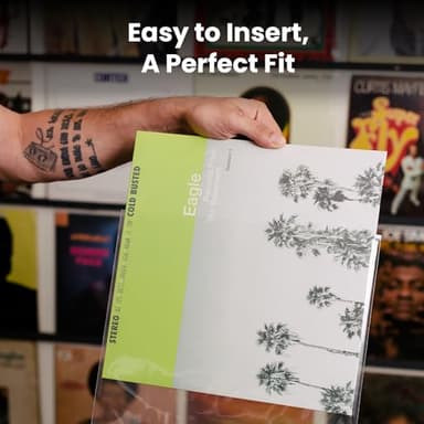 EVEO 100 Vinyl Record Sleeves Outer – Crystal Clear Outer Vinyl Sleeves LP Album Covers 12.75"x12.75" | Perfect Fit Protective 3 Mil Protection for Single & Double LPs - Archival Quality - Image 3