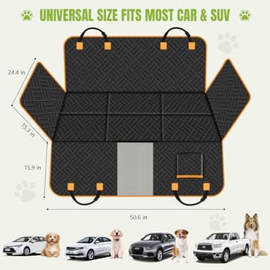 BIERPOER Dog Car Seat Cover for Back Seat - Hard Bottom Hammock Dogs Extender Seat Cover with Mesh Window & Pocket Waterproof Anti-Scratch Camping Travel Bed for Cars Trucks and SUVs - Image 6