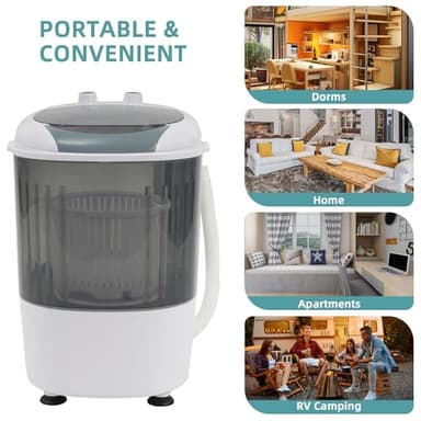 Aurorafy BC-SUS-MINIPWM-GY-1G Portable Mini Washing Machine, White/Gray - Image 6