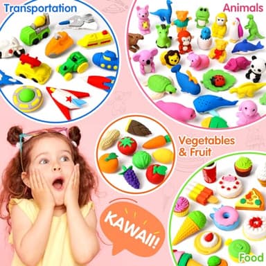 70 Pack Animal Erasers for Kids Bulk Desk Pets Classroom Prizes Treasure Box Toys for Classroom Supplies, 3D Puzzle Mini Erasers Pencil Eraser Back to School Supplies for Kids Party Favors (Random) - Image 6