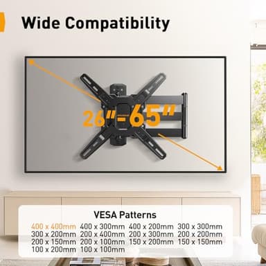 Perlegear Long Arm TV Wall Mount for 26-65 inch TVs up to 100 lbs, Corner TV Mount Bracket with 31.65” Extension, Swivel, Tilt Articulating Arms, Full Motion Wall Mount, Max VESA 400x400mm PGMF25B - Image 2