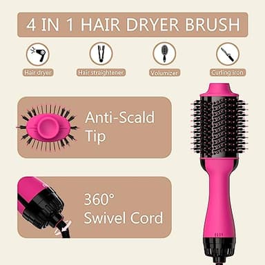 Hair Dryer Brush Blow Dryer in One, Upgraded 4 in 1 Hair Dryer and Styler Volumizer with Negative Ion Anti-frizz Ceramic Titanium Barrel Hot Air Hair Straightener Brush - Image 4