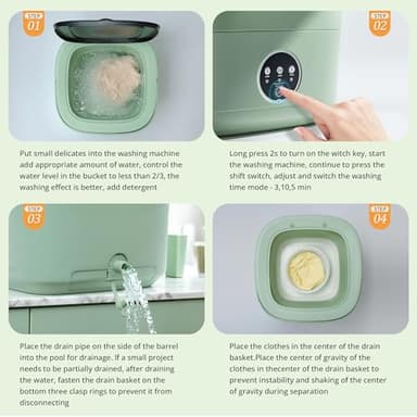 Portable Washing Machine, Mini Washer, 16L Upgraded with Spin Basket Laundry Machine, Foldable Design Ideal for Apartment, Home and Hotel, portable washer 3 Cleaning Modes Suitable for Small Clothes - Image 4