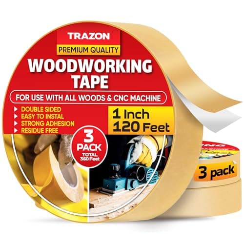 Double Sided Woodworking Tape Super Strong, 3 Pack, 1 Inch x 120 Feet, Wood Crafter Sticky Tool, Two Side Adhesive for Router Templates and CNC Machine, Removable & Residue Free - Image 1