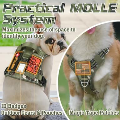 rabbitgoo Tactical Dog Harness Medium Sized Dog, No Pull Military Service Vest with Handle & Molle, Easy Control for Training Walking, Adjustable Reflective Straps, Green camo, M - Image 3