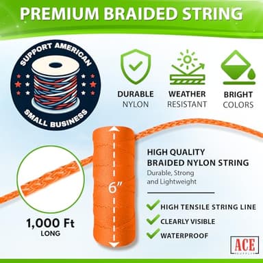 Orange Mason Line String Line - 36 Roll Pack - #18 Braided Nylon String - 1000 Ft Length Per Roll - Nylon Twine for Gardening Or Masonry Tools - Perfect Construction String for A String Level - Image 2