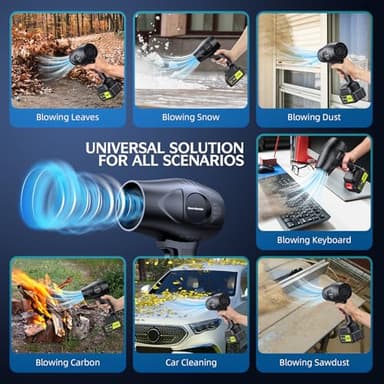 Electric-Cordless-Leaf-Blower - 600000RPM Handheld Leaf Blower - 2 X 4.0Ah Batteries and Charger Included, Lightweight Leaf Blowers for Patio Cleaning Dark - Image 7