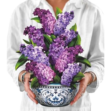 Freshcut Paper Pop Up Cards, Garden Lilacs, 12 Inch Life Sized Forever Flower Bouquet 3D Popup Greeting Card, Birthday Cards, Thank You Card, Blank Notecard & Envelope - Image 1