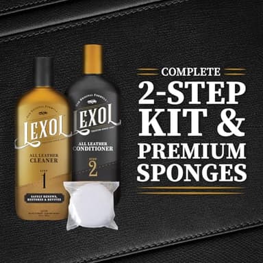 Leather Conditioner and Cleaner Kit by Lexol, Use on Furniture, Car Interiors, Shoes, Handbags, Includes 2 Application Sponges, Two-Step System, 16 oz Each - Image 2