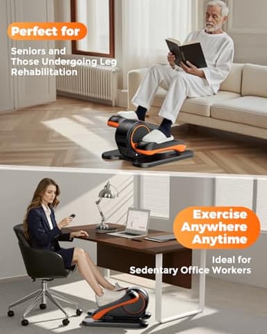 Under Desk Elliptical Machine, Electric Ellipse Leg Exerciser While Sitting for Seniors, Quiet Portable Seated Pedal Exerciser with Remote Control, 12 Adjustable Speeds for Home Office - Image 5