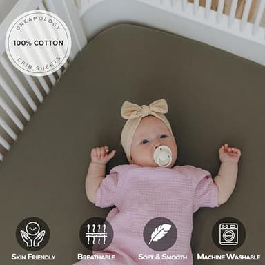 Dreamology Mini Crib Sheets,100% Cotton Crib Sheet,2-Pack,Soft,Baby Crib Sheets for Boys,Girls,Pack n Play Sheets,Pack and Play Sheets Fitted,Mini Crib Sheet,Crib Mattress Sheets,24 x 38 - Image 2