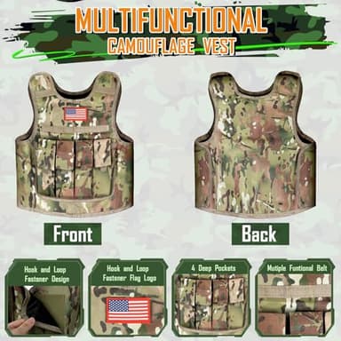 GIFTINBOX Army Costume for Boys, Kids Military Costumes with Military Vest, Soldier Boy Costume with Army Toy Accessories, Halloween Costumes for Boys Kids 3-13 - Image 3