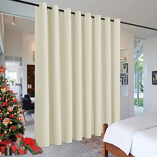 RYB HOME Privacy Room Divider Curtains Extra Wide Blackout Drapes Noise & Odor Reducing Energy Saving Curtain Partitions for School Dorm Shared Room, W180 x L108 inch, Light Beige, 1 Pc - Image 1