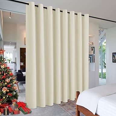 RYB HOME Privacy Room Divider Curtains Extra Wide Blackout Drapes Noise & Odor Reducing Energy Saving Curtain Partitions for School Dorm Shared Room, W180 x L108 inch, Light Beige, 1 Pc - Image 1
