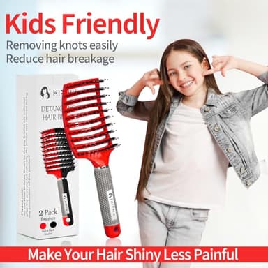Voremy Magical Brush Detangler 2 Pack, HIPPIH Anti-Static Detangling Brush for Curly Thick Hair, No Pull Hair Brush for Women, Men, Kids, Ultra Detangler Can Add Shine and Smoothing Hair - Image 4