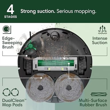 iRobot Roomba Plus 405 (G181) 2in1 Vacuum & Mop Robot with AutoWash Dock - Dual Spinning Mop Pads, Smart & Fast Mapping, Ideal for Pet Hair, Self-empties 75 days, Intense Suction, Pad Washing & Drying - Image 4