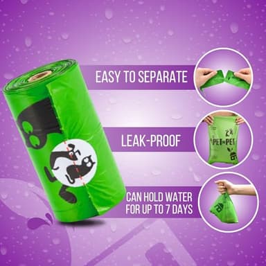 Pet N Pet 1080 Counts Green Poop Bags for Dogs, 41% Plant Based & 59% PE Extra Thick Dog Poop Bags Rolls, 9" x 13", Lavender Scented Pet Waste Bag - Image 3