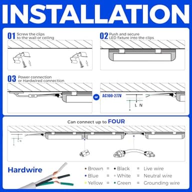 Barrina LED Shop Lights, 8FT 72W 10000LM 5000K, Daylight White, V Shape, Clear Cover, High Output, Linkable, T8 LED Tube Light, for Garage 8 Foot with Plug (Pack of 10) - Image 8