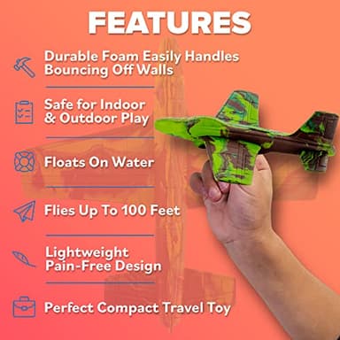 Stocking Stuffer Gifts For Boys&Girls: Foam Airplane Toy Glider Plane Styrofoam Airplanes for Kids. Launcher Air Planes Outdoor Army Toys. Military Gliders Game & Stocking Stuffers for All Ages - Image 4