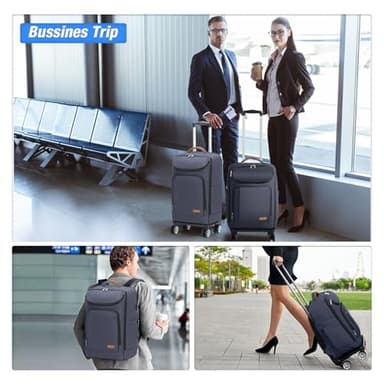 Lekebobor Travel Rolling Backpack, 18 inch Waterproof Bag with 360° Wheels for 15.6" Laptop, Convertible Airline Approved Travel Back Pack for Men & Women, Business, Commuter - Image 6