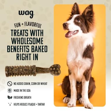 Amazon Brand - Wag Dental Dog Treats to Help Clean Teeth & Freshen Breath - Medium, Unflavored, 36 Count (Pack of 1) - Image 3