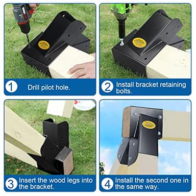 BETOOL Swing Set Brackets - 2pcs A Frame Swing Bracket Hardware with All Mounting Accessories (Black) - Image 4
