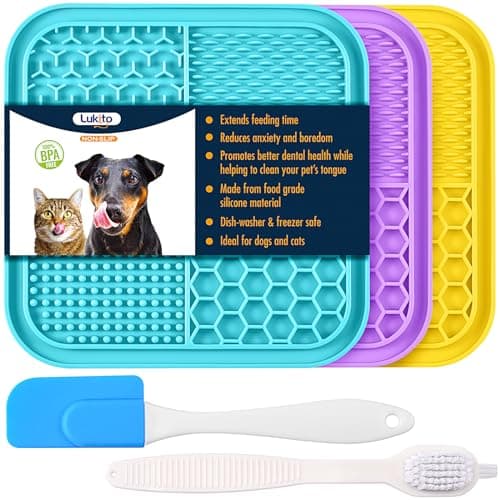 LUKITO 3PCS Lick Mat for Dogs and Cats, Licking Mat with Suction Cups for Anxiety Relief, Cat Peanut Butter Lick Pad for Boredom Reducer, Dog Enrichment Toy, Dog Lick Mat for Bathing Grooming - Image 1