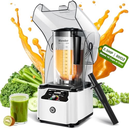 WantJoin Quiet Blender - Kitchen Blender with Soundproof, 2.5 HP Copper Motor, 80oz Jar, Multifunctional Silent Blenders for Smoothies, Juice, Soups, Sauce, w/ 15 Speeds, Stainless Steel 6-blade Combo - Image 1