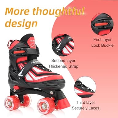 PAPAISON Kids Roller Skates for Boys Girls, 4 Size Adjustable Rollerskates with Light Up Wheels for Kids Ages 4-12 - Image 3