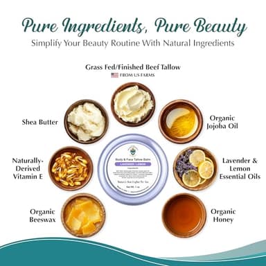 Dr. Dave's Primal Essence Grass Fed Beef Tallow Balm for Face and Body with Shea Butter, Organic Jojoba Oil, Honey, and Beeswax – Beef Tallow for Skin – Lavender and Lemon – 1 oz - Image 4