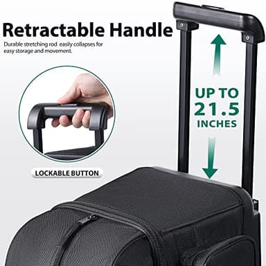 GoHimal Double Roller 2 Ball Bowling Bag with Separate Shoe Compartment for Bowling Shoes (Up To US Mens Size 15) and Oversized Accessory Pocket, Retractable Handle - Extends to 40" (Black) - Image 4