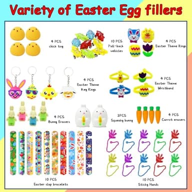 60 Pcs Prefilled Easter Eggs Filled with Assorted Toyst, Easter Basket Stuffers and Party Favors for Kids Boys and Girls - Image 3