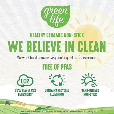 GreenLife 16 Piece Nonstick Cookware Set, Soft Grip Non-Toxic PFAS-Free Ceramic Pots & Pans, Dishwasher & Oven Safe, Frying, Sauce, Saute, Utensils, Glass Lids, Stay-Cool Handles, Wobble Free, Pink - Image 3