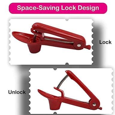 Cherry Pitter Tool, Olive Pitter and Fruit Pit Corer Remover Tool, Portable Kitchen Tool with Space-Saving Lock Design for Making Jam (Red) - Image 4
