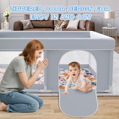 XVISHX Baby Playpen with Mat, 65 x 50 Inch Play Pen Playards, Playpen for Babies and Toddlers, Baby Playard for Indoor & Outdoor Active Center Game Fence, Skin-Friendly Fabric and Soft Breathable Mesh - Image 9