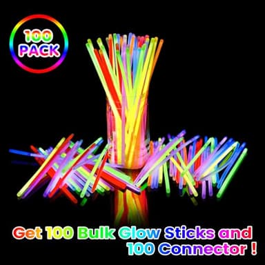 Glow Sticks Bulk Party Favors 100 Pack 8" Glow in the Dark Party Supplies Light Up Neon Party Decorations Glow Necklaces Bracelets for Kids Adults Birthday Halloween Christmas Easter Valentine Wedding - Image 3