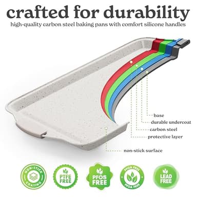 Country Kitchen Nonstick Stackable Bakeware Set - Heavy Duty, Durable, Easy Release Baking Set, Cream, 10 Pcs - Image 5