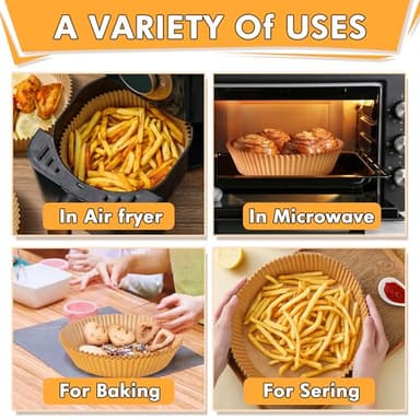 Air Fryer Liners Disposable, 100PCS 8 Inch Non-stick Air Fryer Parchment Paper Liners, Round Free of Bleach Airfryer Liners for 5-8QT Air fryer, Baking, Roasting Microwave - Image 7