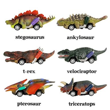 DINOBROS Dinosaur Toy Pull Back Cars,6 Pack Dino Toys for 3 Year Old Boys Girls and Toddlers,Boy Toys Age 3,4,5 and Up,Pull Back Toy Cars,Dinosaur Games with T-Rex - Image 2