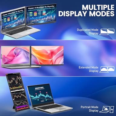domyfan 15.6" Laptop Screen Extender, 120% sRGB FHD 1080P IPS Laptop Monitor Extender Dual Screen, Portable Monitor for Laptops 13-17" with HDMI/USB-A/Type-C Plug-Play for Windows, Mac, Android - Image 3