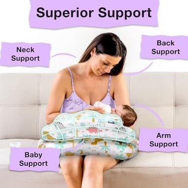 PILLANI Nursing Pillow for Breastfeeding, Breast Feeding Must Haves, New Mommy Essentials, Brest Feeding Pillow for Mom & Baby, Removable Cotton Cover, Adjustable Waist Strap, Breastfeeding Pillows - Image 3