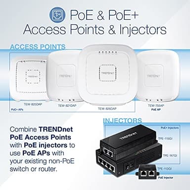 TRENDnet AC1750 Dual Band PoE Access Point, 1300Mbps WiFi AC+450 Mbps WiFi N, WDS Bridge, WDS Station, Repeater Modes, Band Steering, WiFi Traffic Shaping, IPv6, White, TEW-825DAP - Image 3