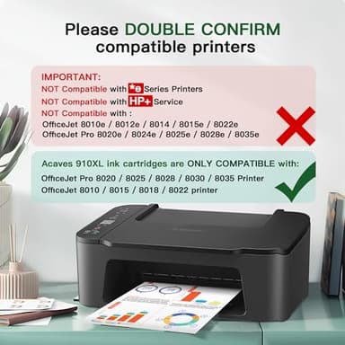 Acaves 910XL Ink for HP 910XL Ink Cartridges Combo Pack Replacement for HP 910 Ink Cartridges for HP Printers HP910XL Work for Office Jet Pro 8020 8025 8028 8010 Printer, Black and Color - Image 4