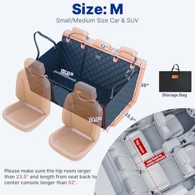 Convertible Back Seat Extender for Dogs, Foldable 400lbs Hard Bottom Dog Car Seat Cover for Back Seat, Waterproof Dog Hammock Bed Backseat Cover for Dogs in Car SUV Truck Pet Seat Cover Black M - Image 5
