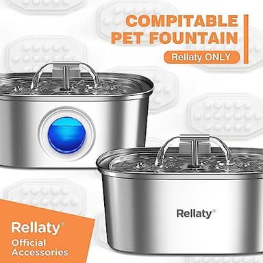 Rellaty Official Cat Water Fountain Filters Replacement & Pre-Filter Sponges for 3.2L/108oz Automatic Pet Fountain Dog Water Fountain - Image 2